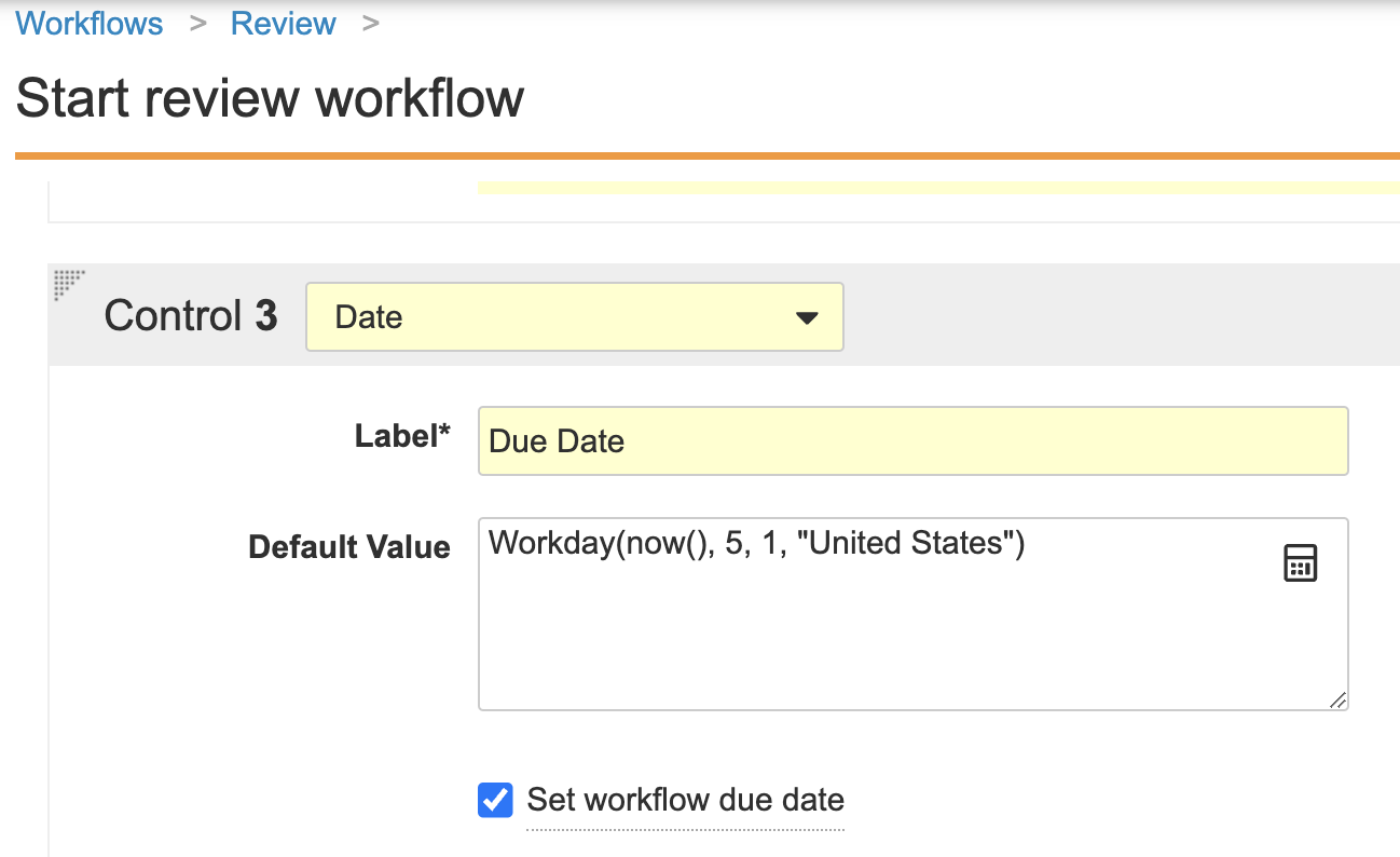 Formulas for Workflow Dates